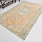 6x9 Pale Orange Oriental Vintage Rug 182x270Cm SK 21429