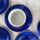 Tasses bistrot café avec soucoupes en porcelaine bleu cobalt