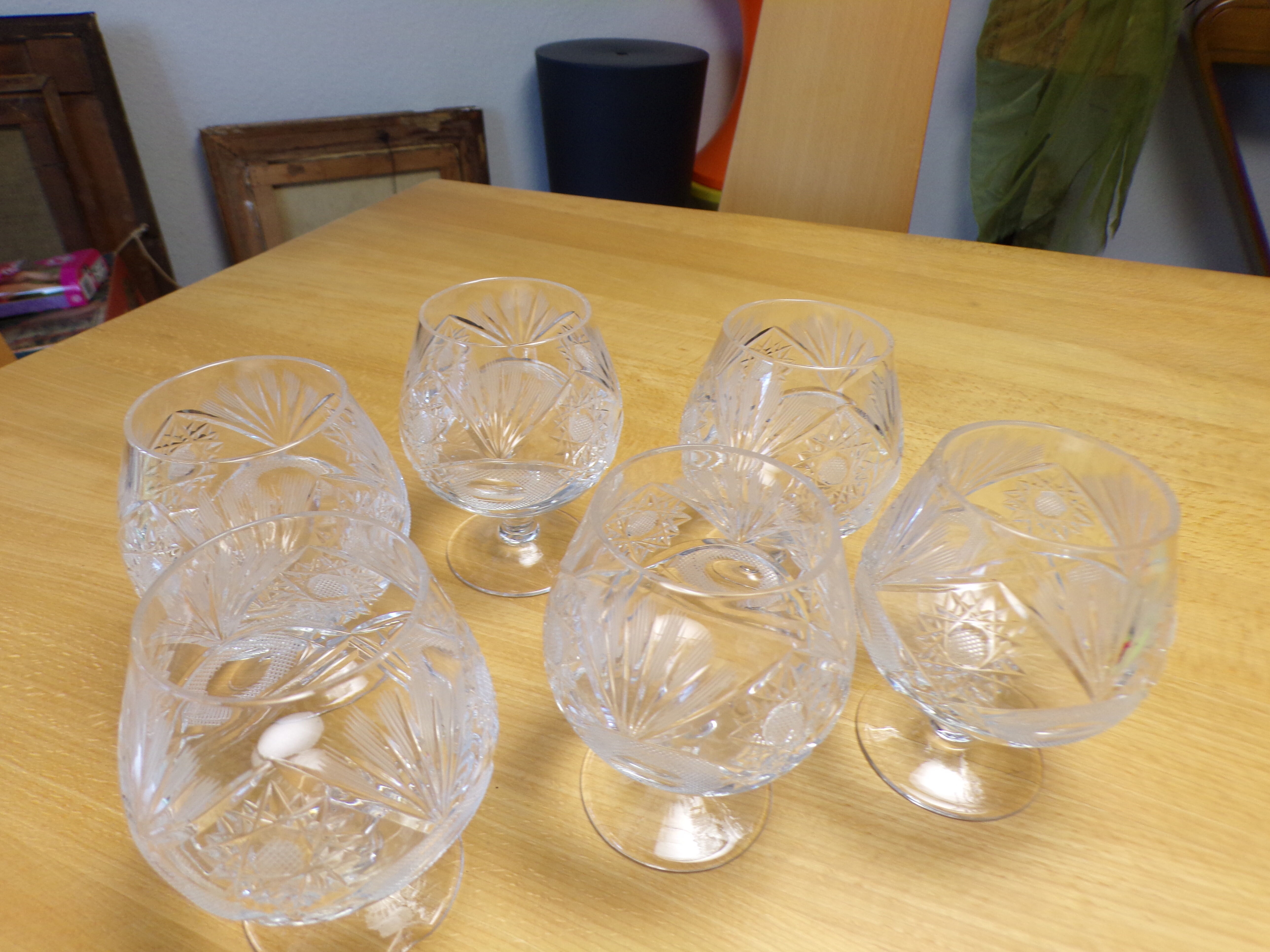 6 saint-louis crystal cognac glasses