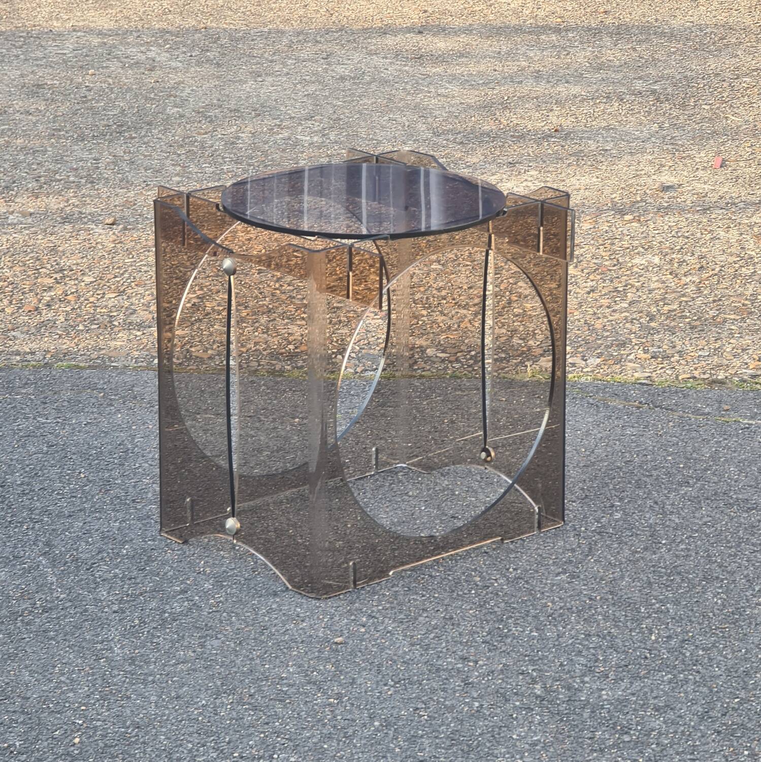 Bedside side table, plexiglass end table Vintage 1970 space age