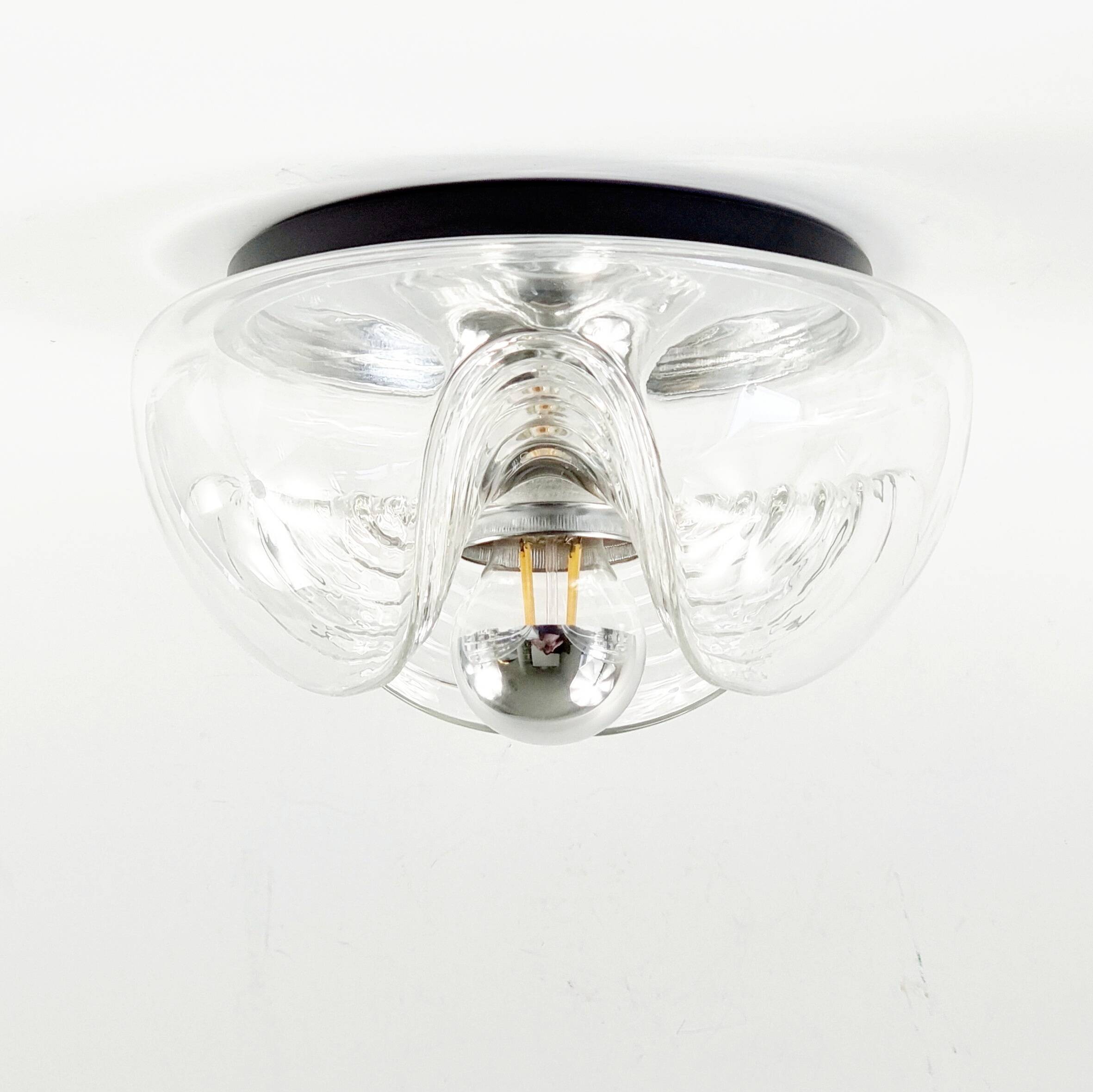 Paire de grands plafonniers « Wave » par Koch & Lowy pour Peill & Putzler, années 1970