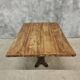 Antique oak dining table on cast iron base 93 x 123 cm