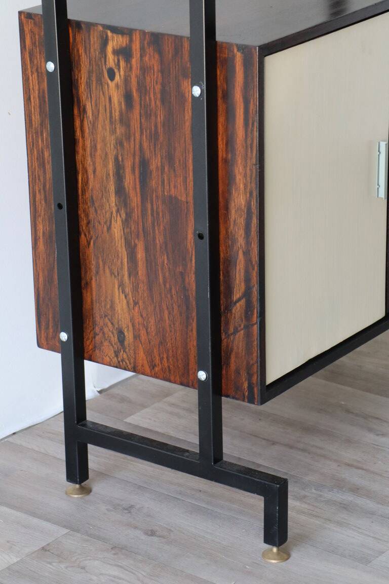 Vintage modular storage unit in wood and metal - 1960