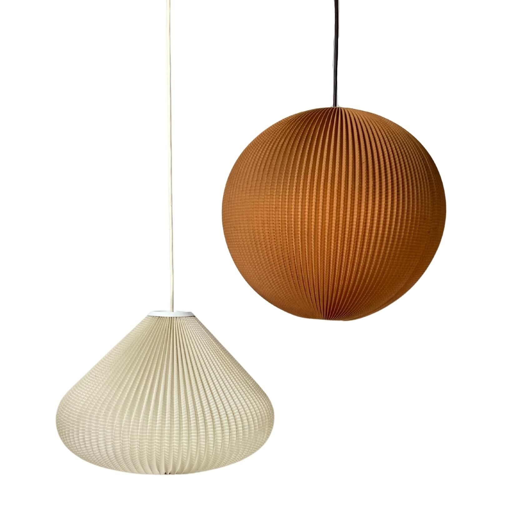 Space age cocoon plisse pendant lamps, 1960s