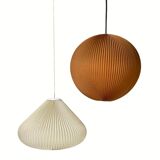Space age cocoon plisse pendant lamps, 1960s
