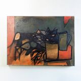 Tableau nature morte cubiste 1960 signé P.Legrand