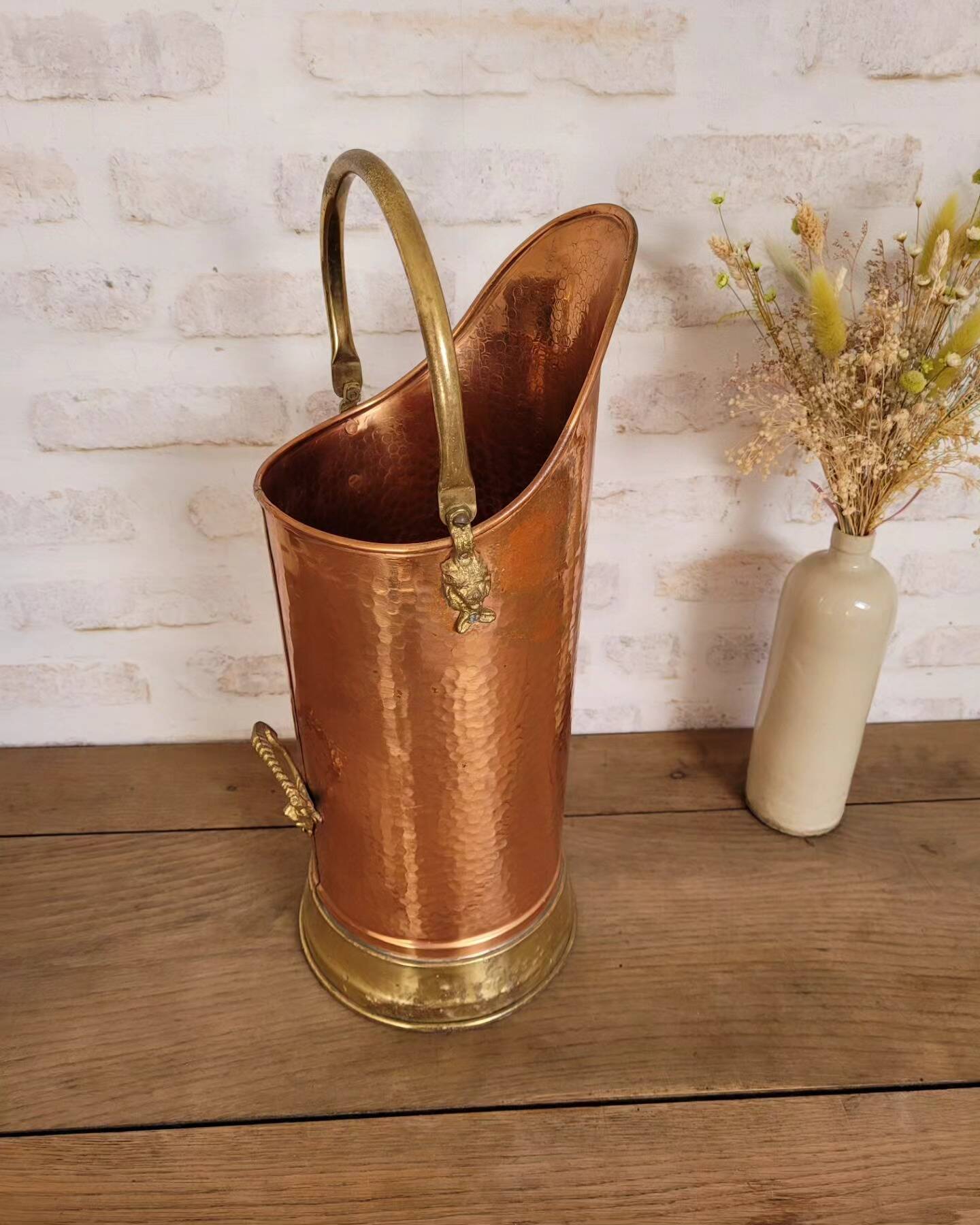 Old copper coal bucket