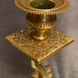 Lamp foot XIXth Louis XIV with stylized dauphin mounted in lamp without transformation