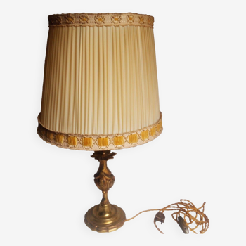 Bronze lamp 1960s Louis XV style / Rocaille with lampshade - H 60 cm