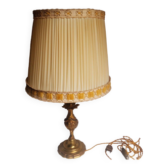Bronze lamp 1960s Louis XV style / Rocaille with lampshade - H 60 cm