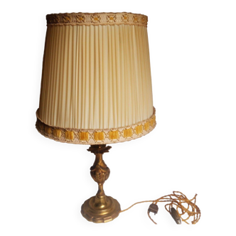 Lampe bronze années 1960 style Louis XV / Rocaille avec Abat jour - H 60 cm