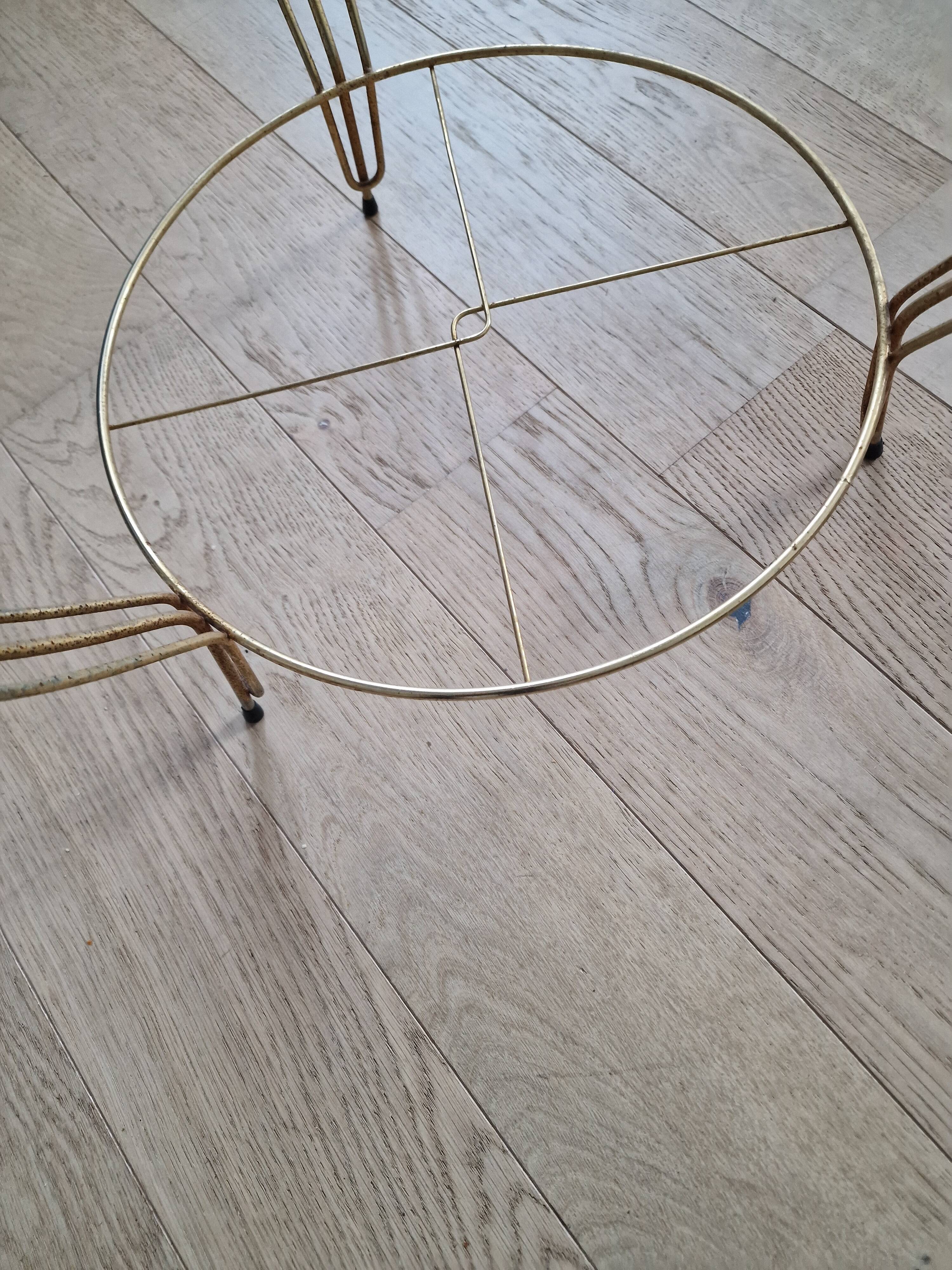 Vintage coffee table in gilded brass and glass 1960