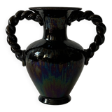 Large twisted amphora vase in glazed ceramic, Vallauris