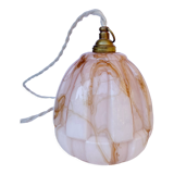Art deco walking lamp in pink and amber marbled opaline