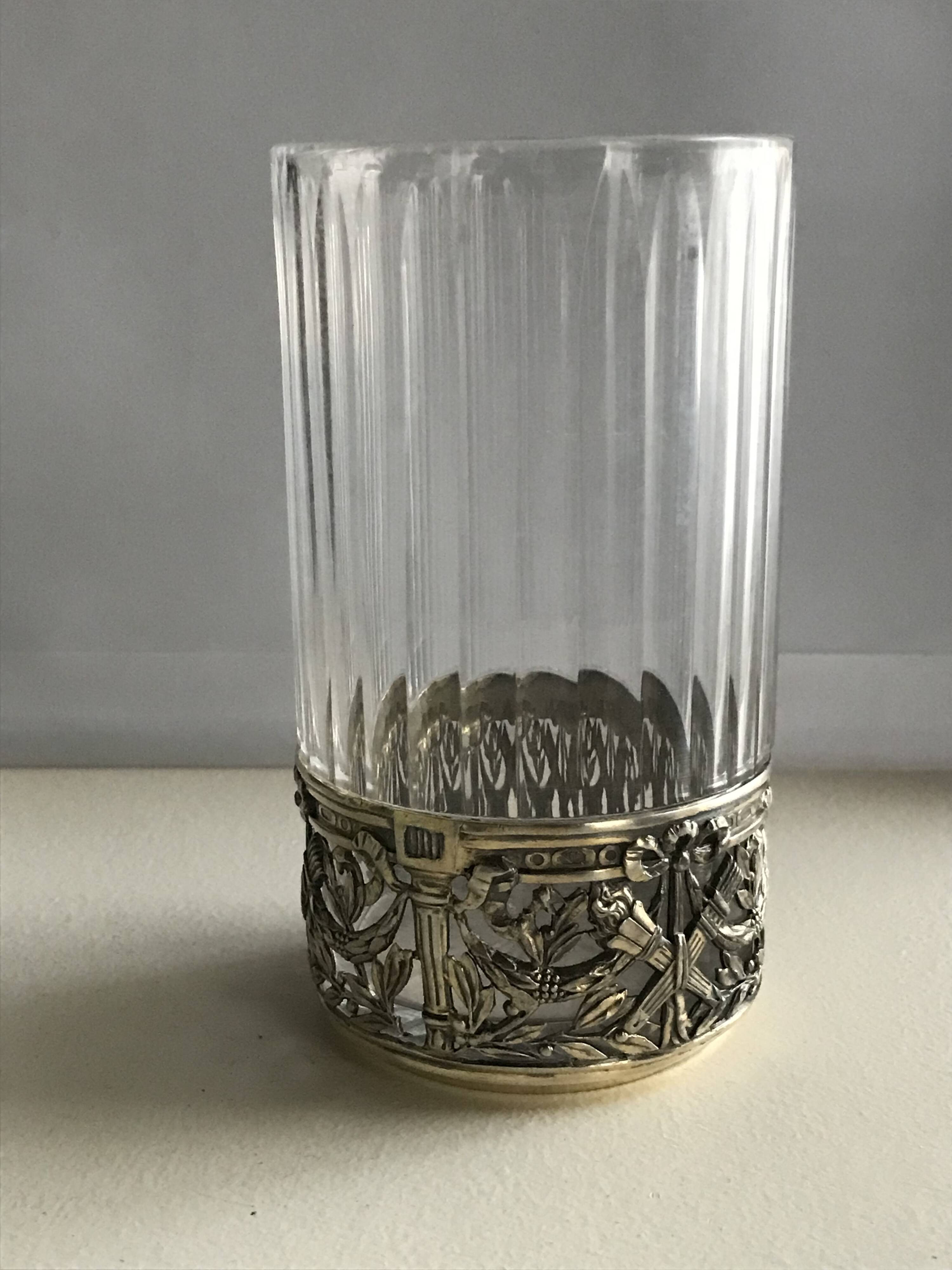 Antique crystal and solid silver tea glass