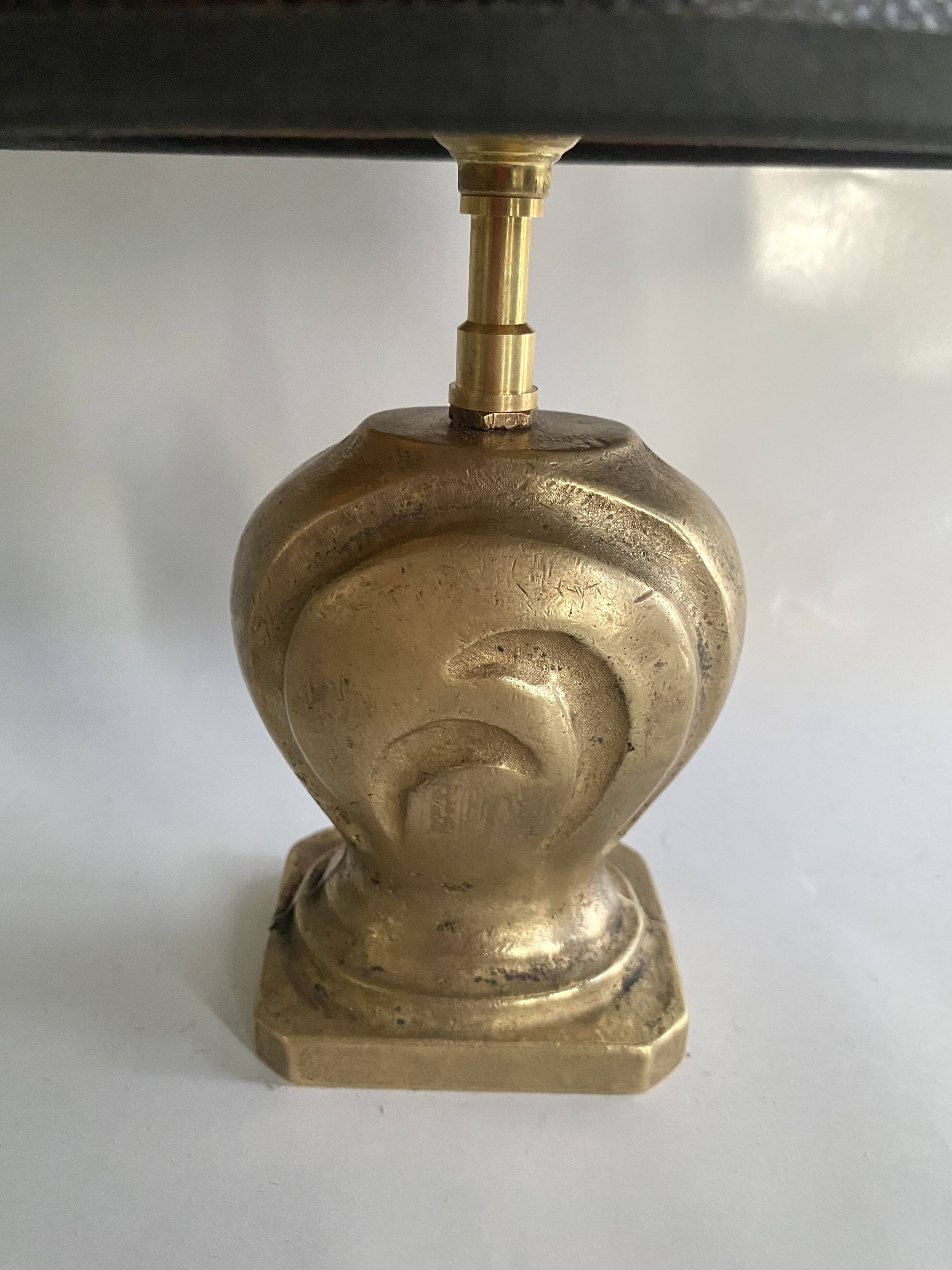 Bronze lamp, 2M fabric cable, sewn lampshade.