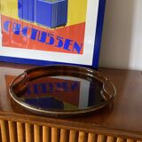Hollywood regency brass and tortoiseshell lucite tray, Guzzini Italy 1970s
