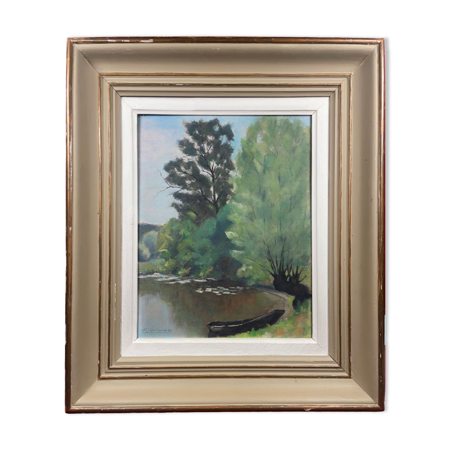 Painting M. Guilmineau Painter Vendée, Deux Sèvres, Green Venice, Coulon ....