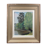 Painting M. Guilmineau Painter Vendée, Deux Sèvres, Green Venice, Coulon ....