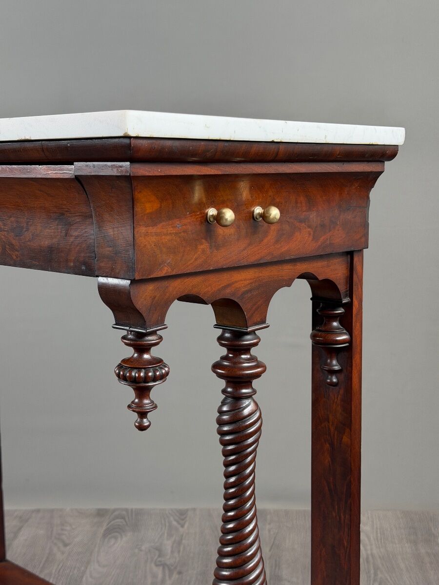 Console Napoléon III en acajou et marbre blanc, XIXe Siècle