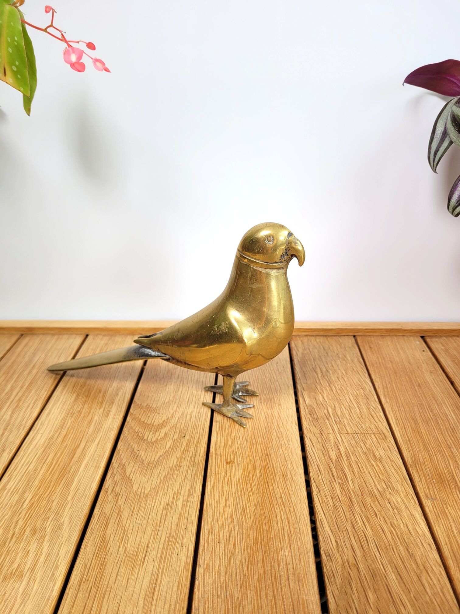 Bird statuette in brass parrot parakeet