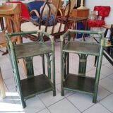 Pair of rattan bedside tables