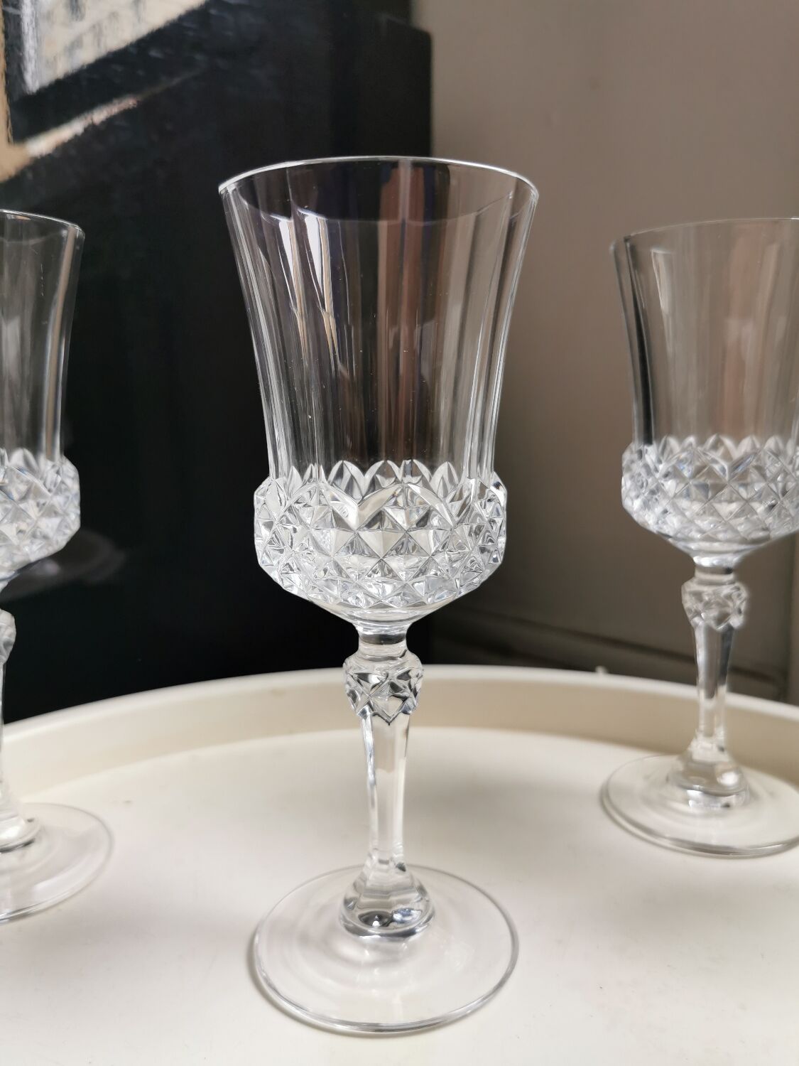 6 Cristal d Arques stemmed glasses