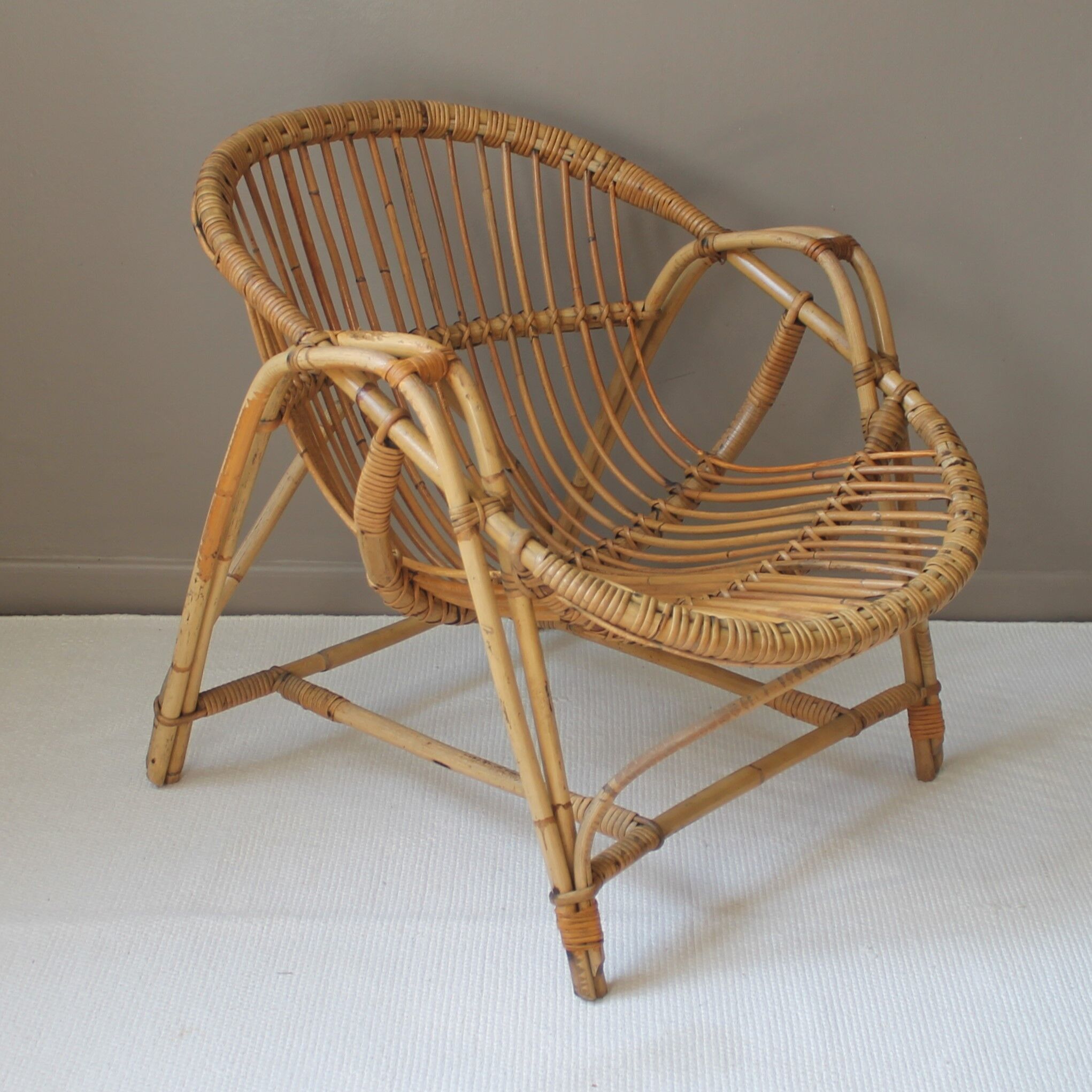 Rattan armchair & vintage bamboo
