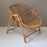 Rattan armchair & vintage bamboo