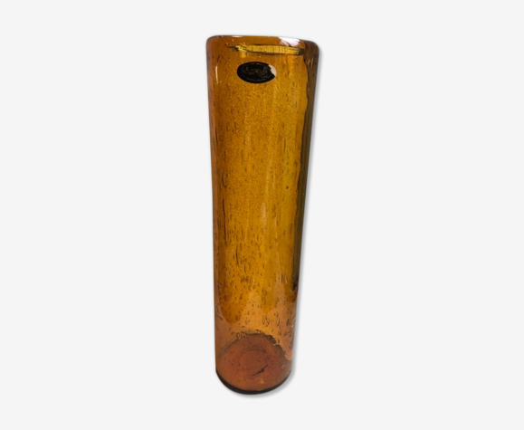 Vase en verre soufflé bullé la rochère jaune
