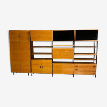 Modular bookcase with vintage wardrobe 60