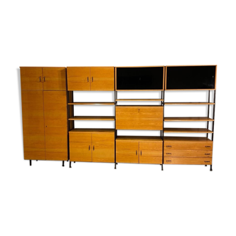 Modular bookcase with vintage wardrobe 60