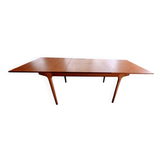 Table dining teck McIntosh Mid-Century design extensible rallonges papillon
