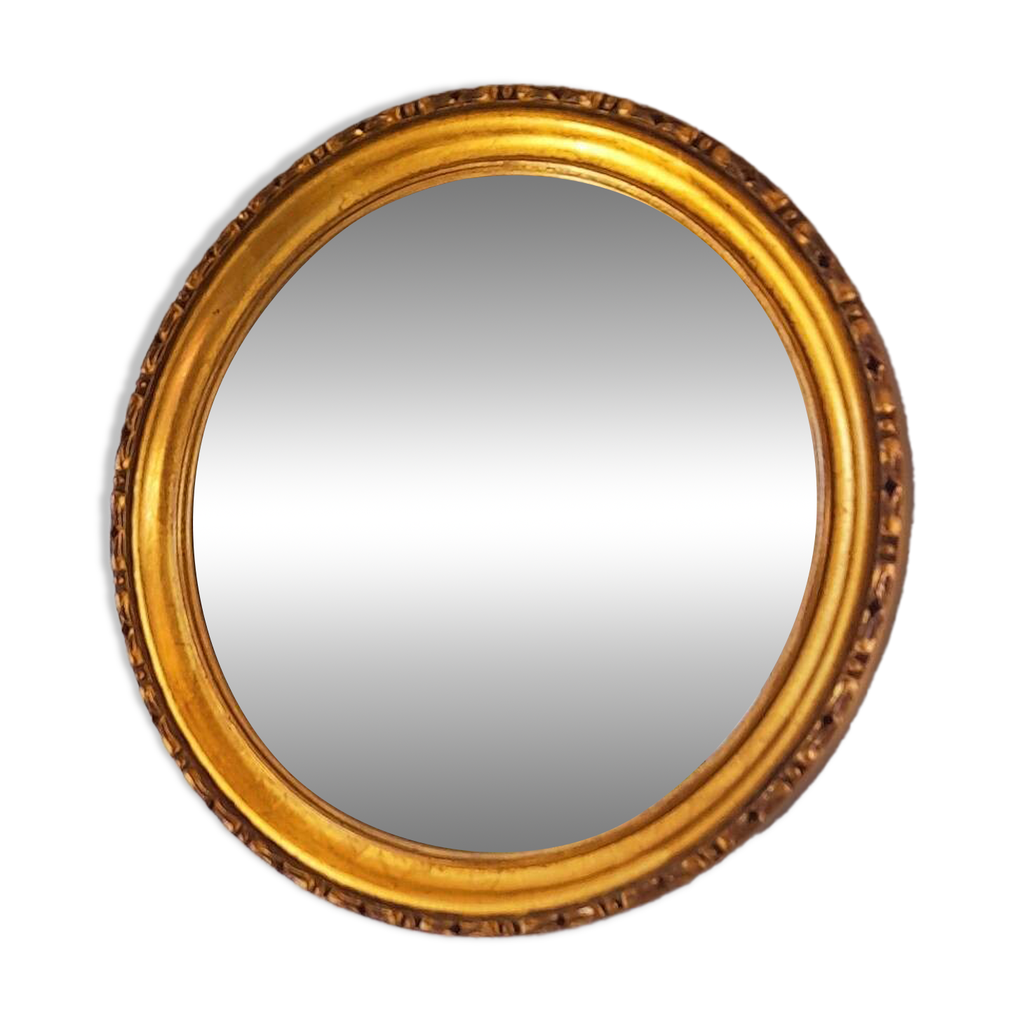 Round golden mirror