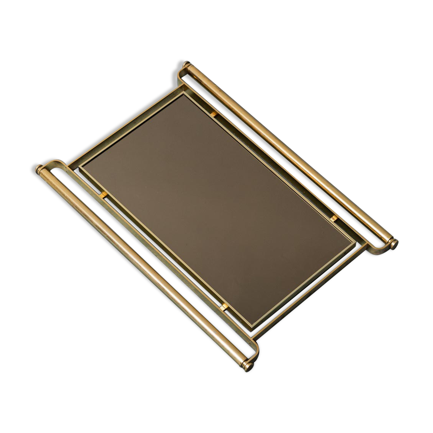Wall mirror smoked glass brass metal vintage modern