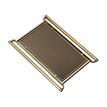 Miroir mural verre fumé laiton métal vintage moderne