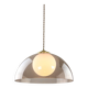 Space-age italian brass, opaline and plexiglass pendant lamp