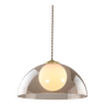 Lampe à suspension italienne en laiton, opaline et plexiglas de l'ère spatiale