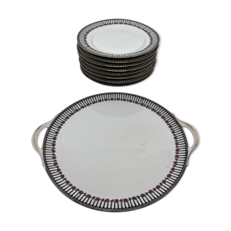 8 assiettes et plat art deco chabrol et poirier