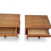 Pair of Vintage Mid-Century Nightstands in Walnut & Brass - 8 Bell Feet -