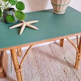 Old bamboo coffee table green top