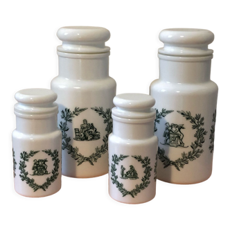 Set of 4 old apothecary jars