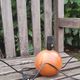 Bedside lamp foot ball blond wood, vintage plastic lampshade