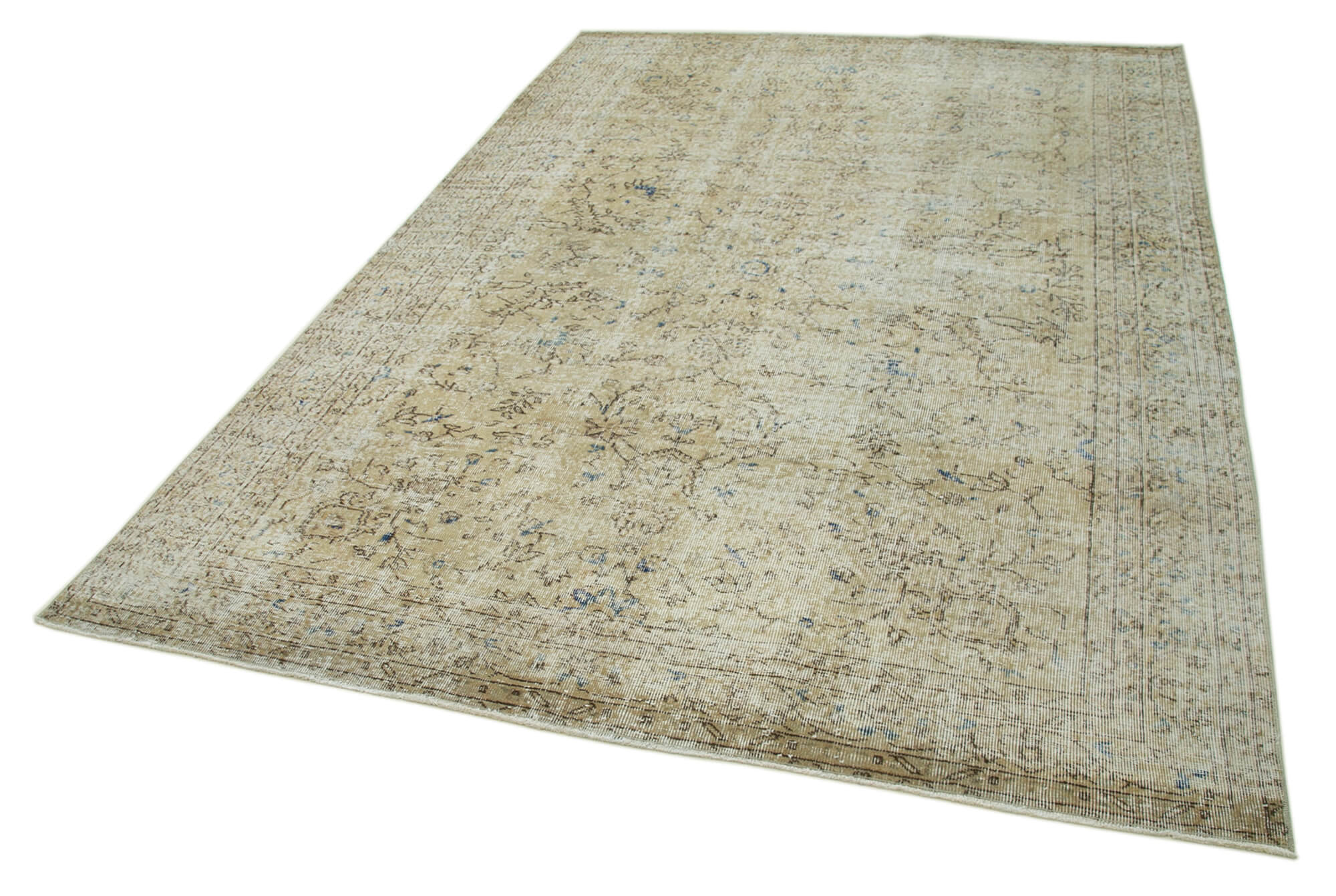 Handwoven wool anatolian beige rug 202 cm x 280 cm