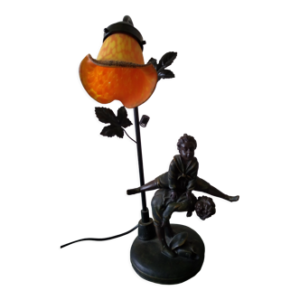 Lampe L'Art nouveau française patinée en zinc