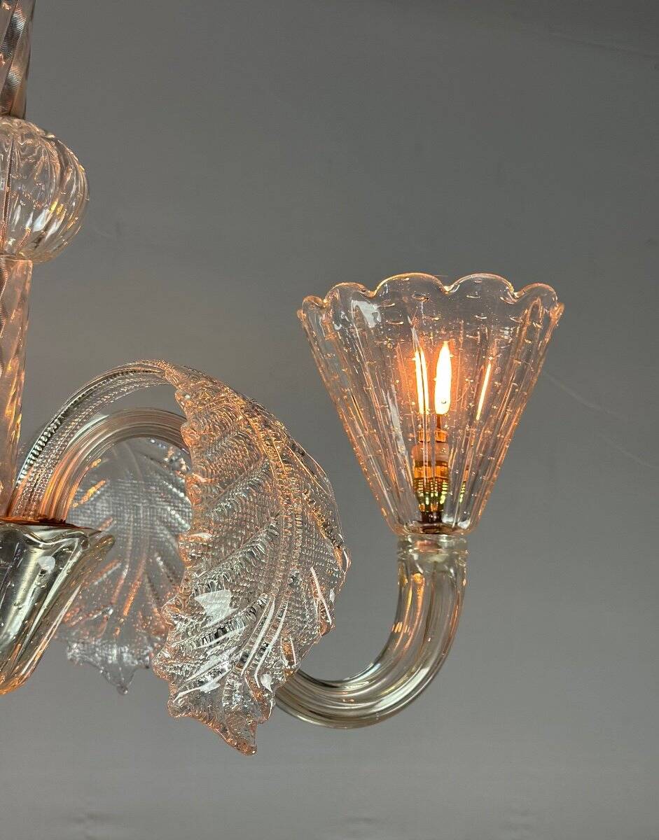 Venetian chandelier in colorless murano glass circa 1940