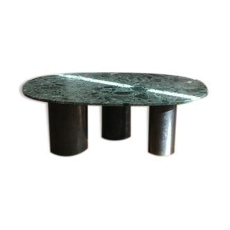Green marble coffee table and steel legs