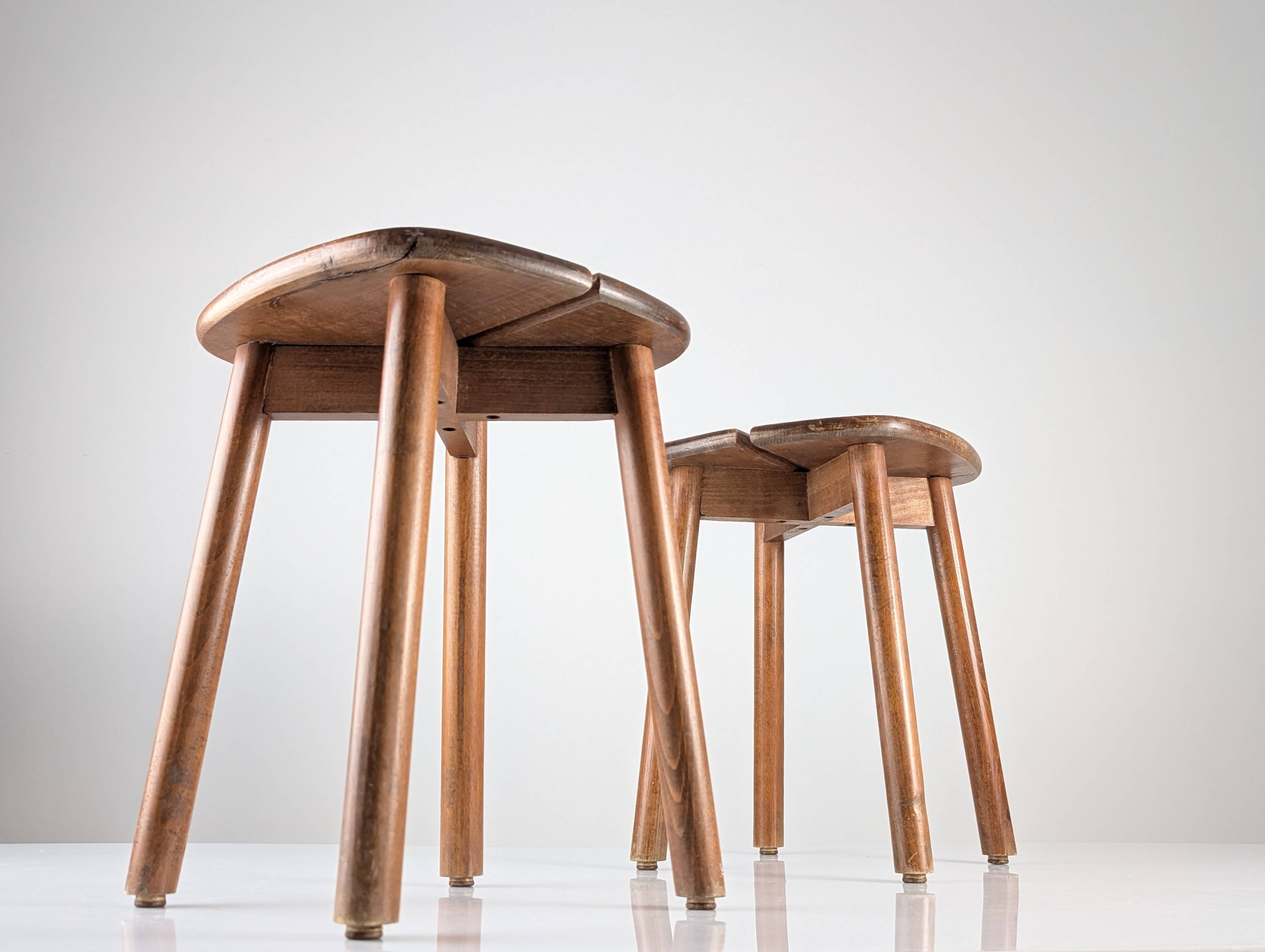 Pair of wooden stools by Pierre Gautier Delaye, France, 1960s