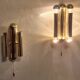 Mid century pair of Italian 4-light brass wall lamps, 1960s