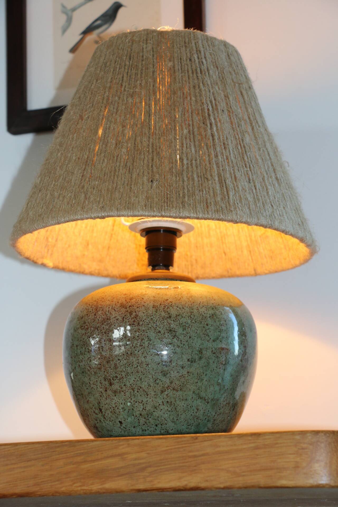 Green ceramic lamp (without lampshade)